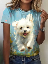 Frauen Hund Ölgemälde Kunstdruck T-Shirt